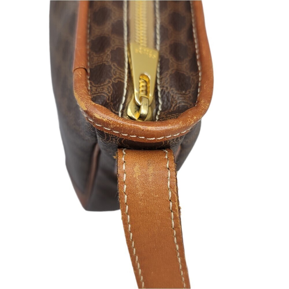 CELINE Macadam Shoulder Bag Brown Canvas Leather One Shoulder Hobo Handbag - Picture 10 of 11